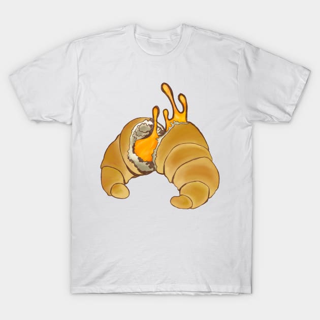 Creamy Croissant - Beautiful French Pastry Breakfast - Yellow T-Shirt by Uwaki